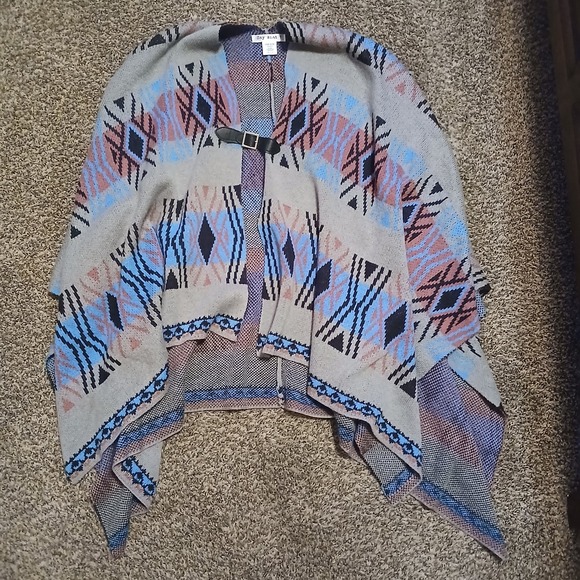 womens shawl neck cardigan AZTEC Country Rustic Gray Blue Black Pink Warm Cozy - Picture 1 of 4